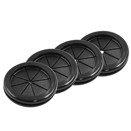4pcs 2 Inch (50mm) Black Double Sided Desk Hole Grommets, Six-Petaled Rubber Cable Cord Organizer, Desk Hole Cover Wire Hole Insert for Home Office Equipment.