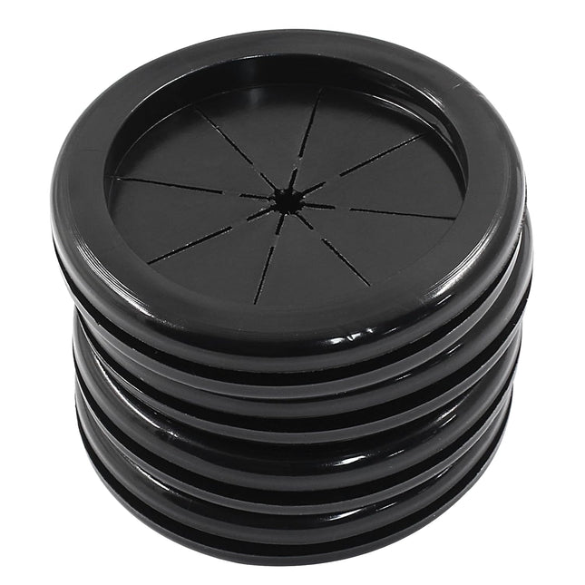4pcs 2 Inch (50mm) Black Double Sided Desk Hole Grommets, Six-Petaled Rubber Cable Cord Organizer, Desk Hole Cover Wire Hole Insert for Home Office Equipment.