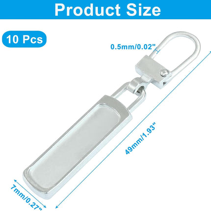 10 PCS Silver Luggage Zipper Pull Replacement, Detachable Metal Zipper Pull Tab Repair Kit for Clothing Jacket Coat Jeans Luggage Suitcase Purse Handbag.
