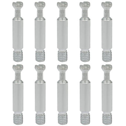 10 Pack 35mm Furniture Connecting Fittings, Thread Bolts Metal Dowels Connecters, Screws Fasteners for Cabinet Drawer/Wardrobe Furniture(Silver).