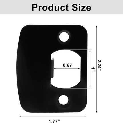 Black Door Strike Plate Stainless Steel Round Corner Door Latch Plate with 4pcs Screws for Door Repair and Reinforcement.