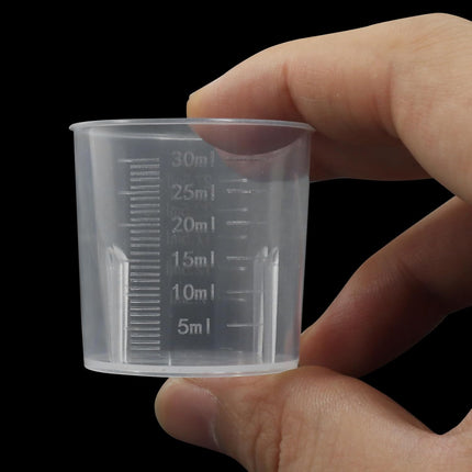 12 Pack 30ml/1.02oz Plastic Measuring Cups, Transparent Kitchen Cups Graduated Medicine Cups, Mini Clear Beakers for Baking Cooking Home Lab.