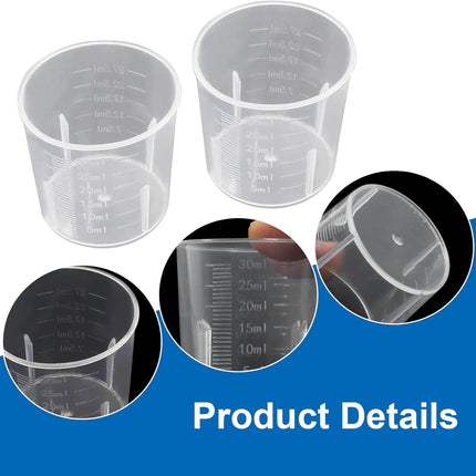 12 Pack 30ml/1.02oz Plastic Measuring Cups, Transparent Kitchen Cups Graduated Medicine Cups, Mini Clear Beakers for Baking Cooking Home Lab.