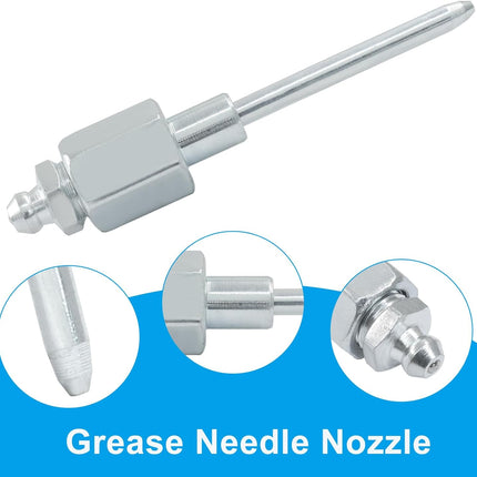 Grease Needle Nozzle, Nose Grease Dispenser Grease Gun Fittings and Gun Tips, Narrow Needle Greaser Adapter with 1/8 Inch NPT Threads for Hydraulic Systems/Mechanics (1 Pack).