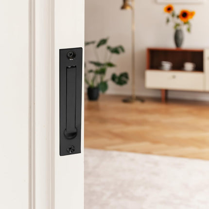 1 Pack Pocket Door Pull 304 Stainless Steel Pocket Door Edge Pull Hidden Door Finger Pull Modern Pocket Door Hardware, Matte Black.