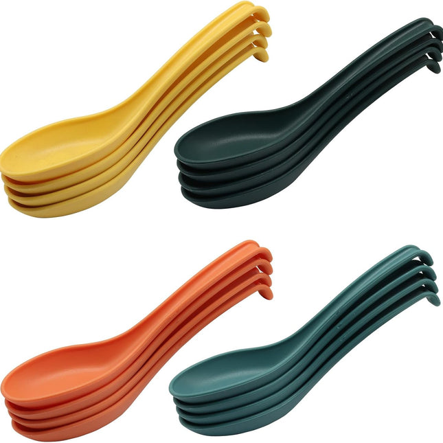 12 Pack Soup Spoons - Food Grade PP Dinner Spoon Set, Ramen Soup Spoon, Dishwasher Safe, Easy Clean, for Home, Restaurant, Party (Mix Color).
