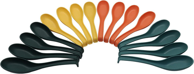 12 Pack Soup Spoons - Food Grade PP Dinner Spoon Set, Ramen Soup Spoon, Dishwasher Safe, Easy Clean, for Home, Restaurant, Party (Mix Color).