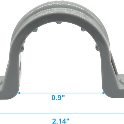 12 Pack 1/2" Pipe Clamp PVC Pipe Straps, 2 Hole Heavy Duty Gray Plastic Conduit Clamps for PVC Pipes, Conduit and Cables.