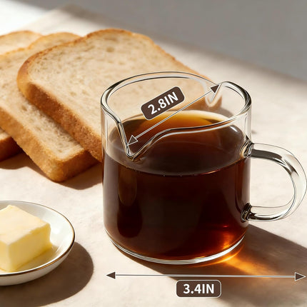 Espresso Cups | 2-Pack,4 oz High-Transparency Glass Doubleshot Coffee Cups, Dishwasher Safe, Dual Pour Design.