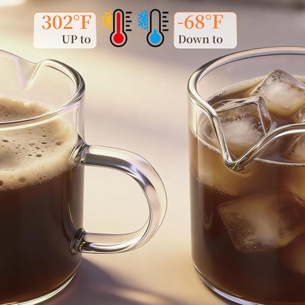 Espresso Cups | 2-Pack,4 oz High-Transparency Glass Doubleshot Coffee Cups, Dishwasher Safe, Dual Pour Design.