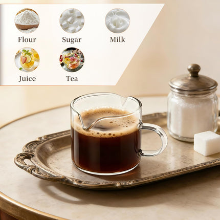 Espresso Cups | 2-Pack,4 oz High-Transparency Glass Doubleshot Coffee Cups, Dishwasher Safe, Dual Pour Design.