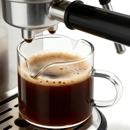 Espresso Cups | 2-Pack,4 oz High-Transparency Glass Doubleshot Coffee Cups, Dishwasher Safe, Dual Pour Design.