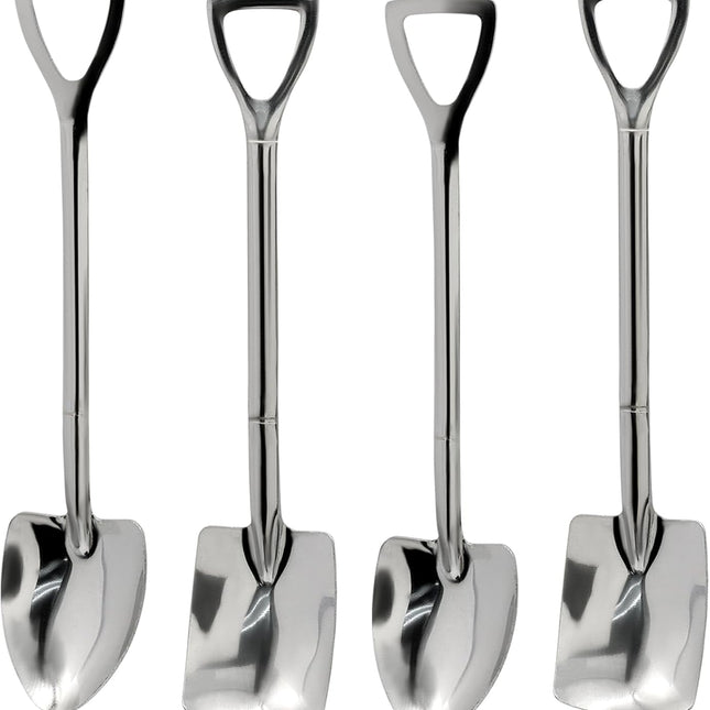 4 Pack Dessert Spoon Set, 5.9 Inch Stainless Steel Coffee Spoons, Perfect for Tea Appetizer Party Supplies/Home and Party(Silver).