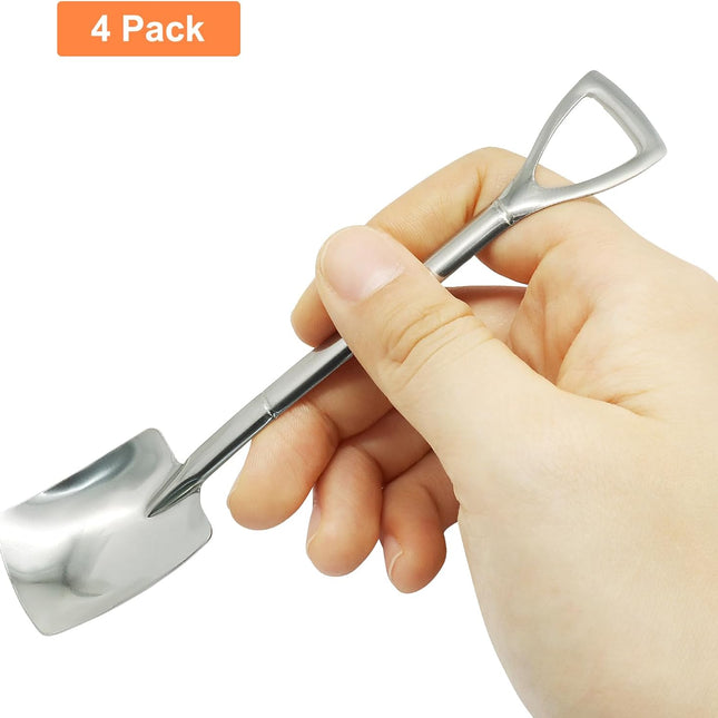 4 Pack Dessert Spoon Set, 5.9 Inch Stainless Steel Coffee Spoons, Perfect for Tea Appetizer Party Supplies/Home and Party(Silver).