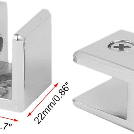 Glass Clamps Wall Mounted Adjustable Zinc Alloy Glass Shelf Clip Clamp Bracket Support - Pack of 8.