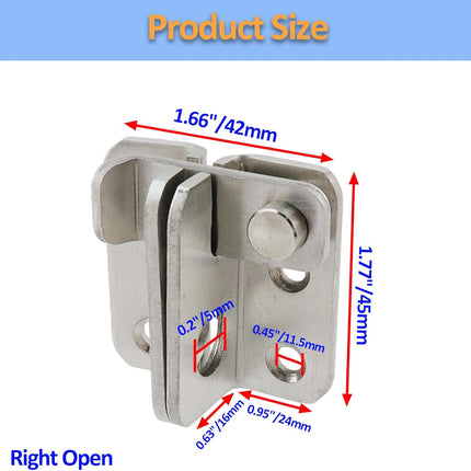 Door Lock Latch Sliding Door Lock Stainless Steel Gate Latches with Padlock Hole Flip Door Latch for Cabinet, Bathroom, Window, Garage Barn Door, Right Open -2pcs.