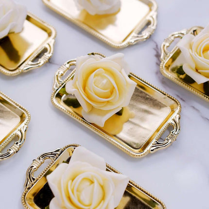 Efavormart 12 Pack - 4" Gold Rectangular Mini Candy Display Tray Favors for Wedding, Bridal Shower, Baby shower, Birthday, Candy Jars Decorations.