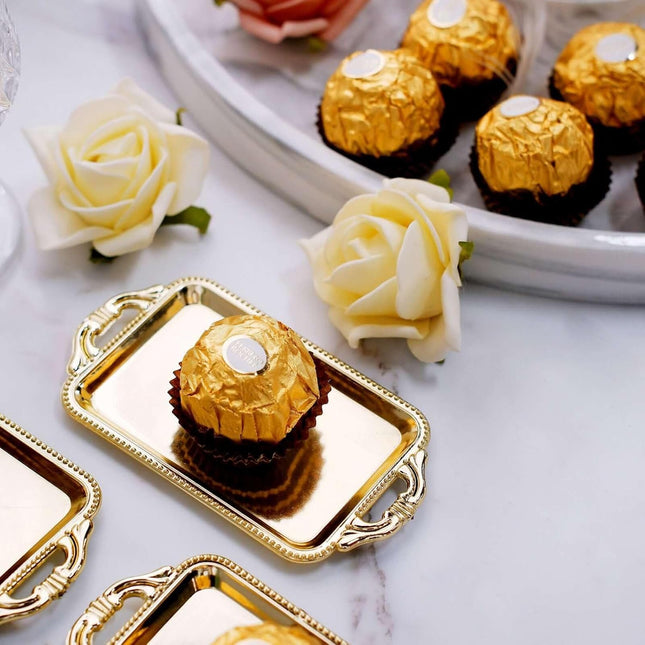 Efavormart 12 Pack - 4" Gold Rectangular Mini Candy Display Tray Favors for Wedding, Bridal Shower, Baby shower, Birthday, Candy Jars Decorations.