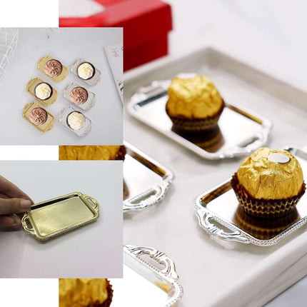 Efavormart 12 Pack - 4" Gold Rectangular Mini Candy Display Tray Favors for Wedding, Bridal Shower, Baby shower, Birthday, Candy Jars Decorations.