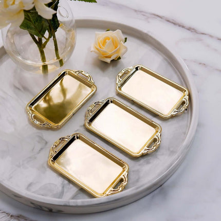 Efavormart 12 Pack - 4" Gold Rectangular Mini Candy Display Tray Favors for Wedding, Bridal Shower, Baby shower, Birthday, Candy Jars Decorations.