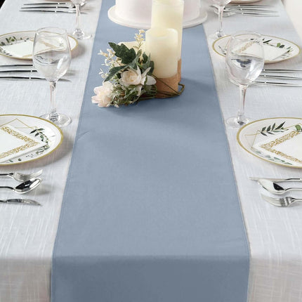 Efavormart Dusty Blue Premium Polyester Table Top Runner for Weddings Birthday Party Banquets Decor Fit Rectangle and Round Table.