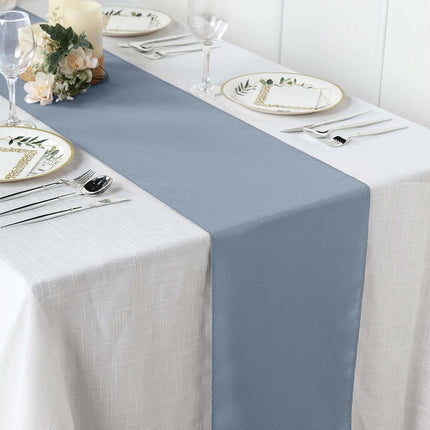 Efavormart Dusty Blue Premium Polyester Table Top Runner for Weddings Birthday Party Banquets Decor Fit Rectangle and Round Table.