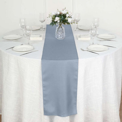 Efavormart Dusty Blue Premium Polyester Table Top Runner for Weddings Birthday Party Banquets Decor Fit Rectangle and Round Table.