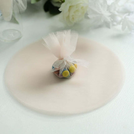 Efavormart 25 Pack 9" Beige Tulle Circles - Premium Sheer Netting Fabric for Neutral Wedding Decor, Sophisticated Party Favors, Floral Wraps and DIY Sewing Crafts.