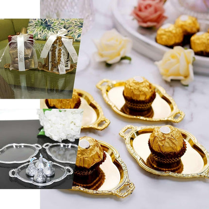 Efavormart 12 Pack - 4.5" Silver Oval Mini Candy Display Tray Favors - Baroque Design for Wedding, Bridal Shower, Baby shower, Birthday, Candy Jars Decorations.