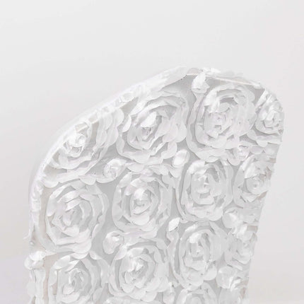 Efavormart Satin Rosette White Stretch Banquet Spandex Chair Cover Dinning Event Slipcover for Wedding Party Banquet Catering.