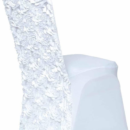 Efavormart Satin Rosette White Stretch Banquet Spandex Chair Cover Dinning Event Slipcover for Wedding Party Banquet Catering.
