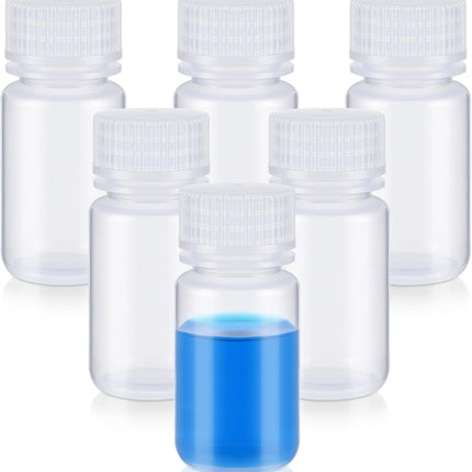 6 Pcs 2 oz 60ml Polypropylene Reagent Bottle Plastic Sample Bottles with Screw Caps Transparent PP Sample Containers with Lid for Liquids, Laboratory, Storage at Home (Clear).