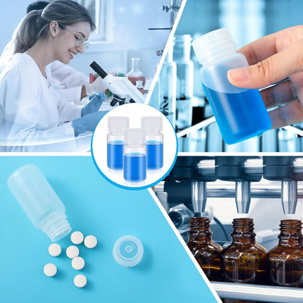 6 Pcs 2 oz 60ml Polypropylene Reagent Bottle Plastic Sample Bottles with Screw Caps Transparent PP Sample Containers with Lid for Liquids, Laboratory, Storage at Home (Clear).