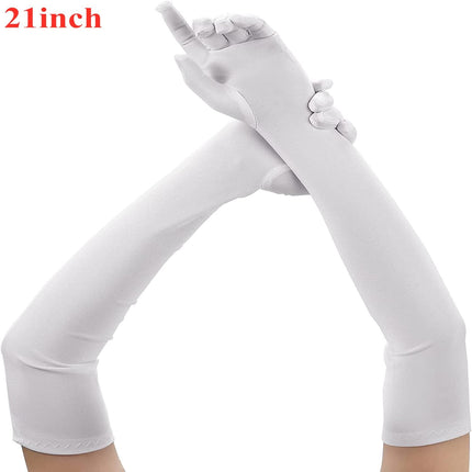 1920s Long Evening Satin Elbow Gloves Opera Gloves Stretch Bridal Wedding Prom Party Costume Accessories for Women.