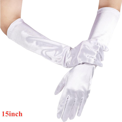 1920s Long Evening Satin Elbow Gloves Opera Gloves Stretch Bridal Wedding Prom Party Costume Accessories for Women.