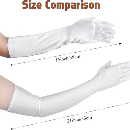 1920s Long Evening Satin Elbow Gloves Opera Gloves Stretch Bridal Wedding Prom Party Costume Accessories for Women.