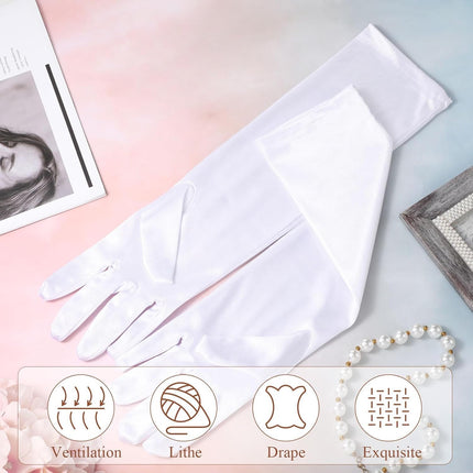 1920s Long Evening Satin Elbow Gloves Opera Gloves Stretch Bridal Wedding Prom Party Costume Accessories for Women.