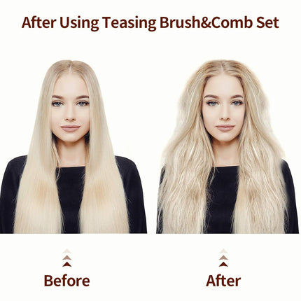 3 Pcs Hair Teasing Comb Set Includes 2 Nylon Triple Comb and Boar Bristle Teaser Brushes for Women Stylist Men Backcombing Slicking Curly Thick Wet Hair(Black).