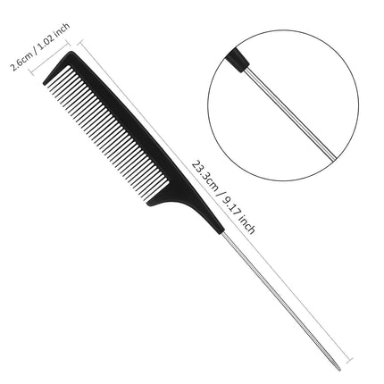 3 Pieces Hair Styling Comb Set for Women's Back Combing - Teasing/Fluffy Brush, Rat Tail Comb, and Triple Combing Comb (Black).