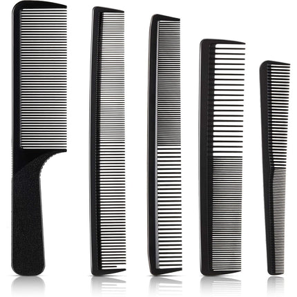 5 Pieces Hair Cutting Comb Barber Hair Styling Combs Fine Teeth Carbon Hairbrush Set Anti Static Heat Resistant Hairdressing Tapered Hairbrush for Men Women.