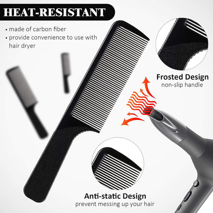 5 Pieces Hair Cutting Comb Barber Hair Styling Combs Fine Teeth Carbon Hairbrush Set Anti Static Heat Resistant Hairdressing Tapered Hairbrush for Men Women.