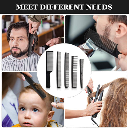 5 Pieces Hair Cutting Comb Barber Hair Styling Combs Fine Teeth Carbon Hairbrush Set Anti Static Heat Resistant Hairdressing Tapered Hairbrush for Men Women.
