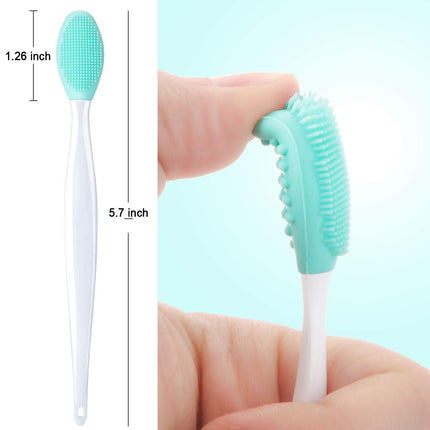 4 Pieces Silicone Exfoliating Lip Brush Tool Double-sided Soft Lip Brush for Smoother and Fuller Lip Appearance (Rose Red, Yellow, Mint Green, Pink).