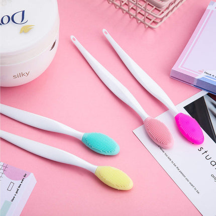 4 Pieces Silicone Exfoliating Lip Brush Tool Double-sided Soft Lip Brush for Smoother and Fuller Lip Appearance (Rose Red, Yellow, Mint Green, Pink).