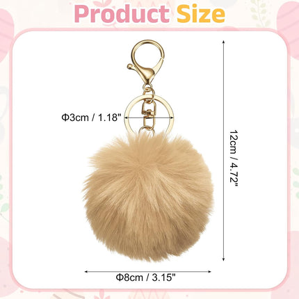 Pom Pom Keychain, Faux Rabbit Fur Fluffy Pompoms Keyring for Women Purse Handbag Bag Pendant DIY Crafts.