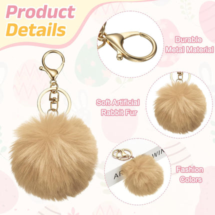 Pom Pom Keychain, Faux Rabbit Fur Fluffy Pompoms Keyring for Women Purse Handbag Bag Pendant DIY Crafts.