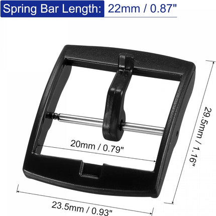 Watch Strap Clasp Replacement Plastic Buckle for 20mm Width Watch Bands Black 2 Pcs.