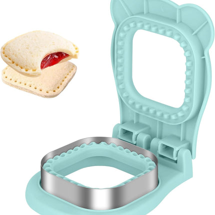 Uncrustable Sandwich Cutter Maker – Sandwich Sealer and Cutter for Lunchbox and Breakfast, Square Shape, Light Blue.
