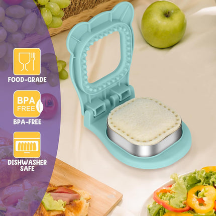 Uncrustable Sandwich Cutter Maker – Sandwich Sealer and Cutter for Lunchbox and Breakfast, Square Shape, Light Blue.
