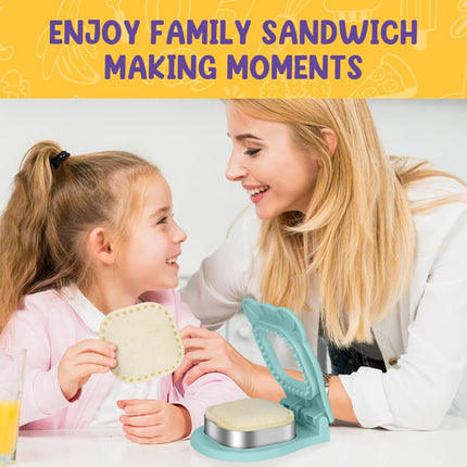 Uncrustable Sandwich Cutter Maker – Sandwich Sealer and Cutter for Lunchbox and Breakfast, Square Shape, Light Blue.